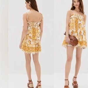 Farm rio yellow aura floral mini dress size s new with tags on